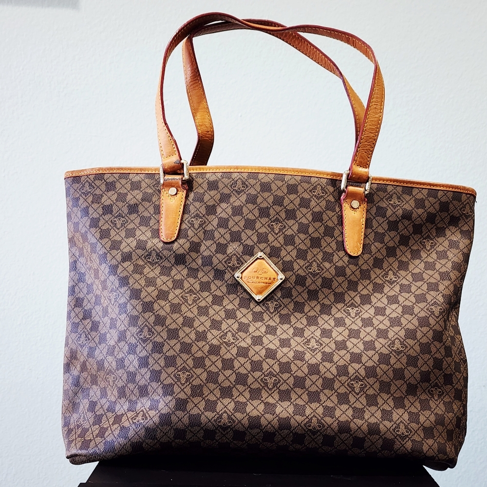 POURCHET Designer Tote Bag w/ Matching Cosmetic Pouch (Retail $398)